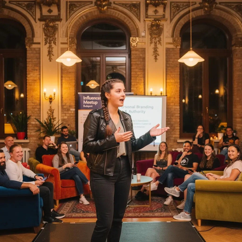 Egy színes grafikán a közösségi média ikonok láthatók, amelyek a digitális befolyás növelését szimbolizálják.